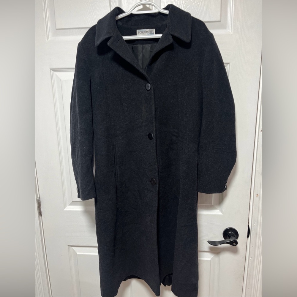 Vtg Forecaster of Boston 80 Wool Button Winter Fall Coat Jacket Women's Black 10